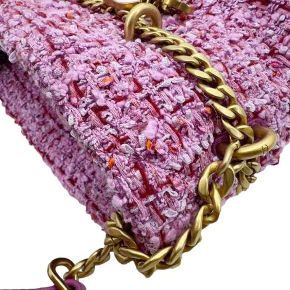 Chanel  Pending CC Tweed Enamel Drawstring Tote Bucket Bag Pink - Picture 6 of 13
